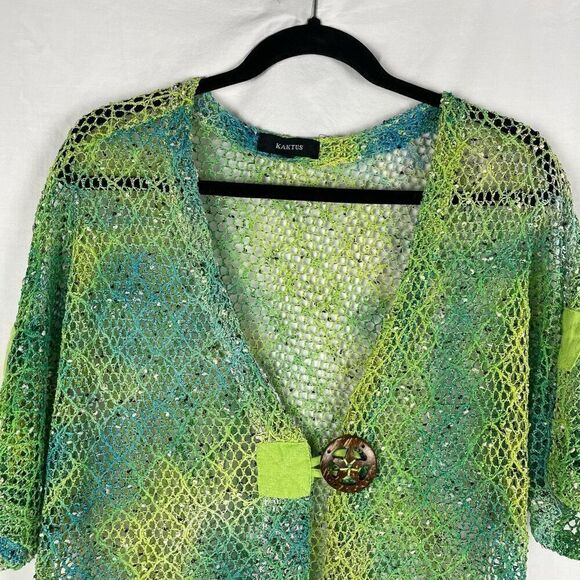 Vintage Kaktus Green Boho Mesh Layering Vest - Women’s XL - Picture 4 of 9